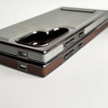 Samsung Galaxy S24 Ultra Textured Stripe Stand PU Leather Side Chrome Case Cover