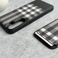 Samsung Galaxy S25 Checks Leather Case With Detachable Magnetic Magsafe Card Holder Cover