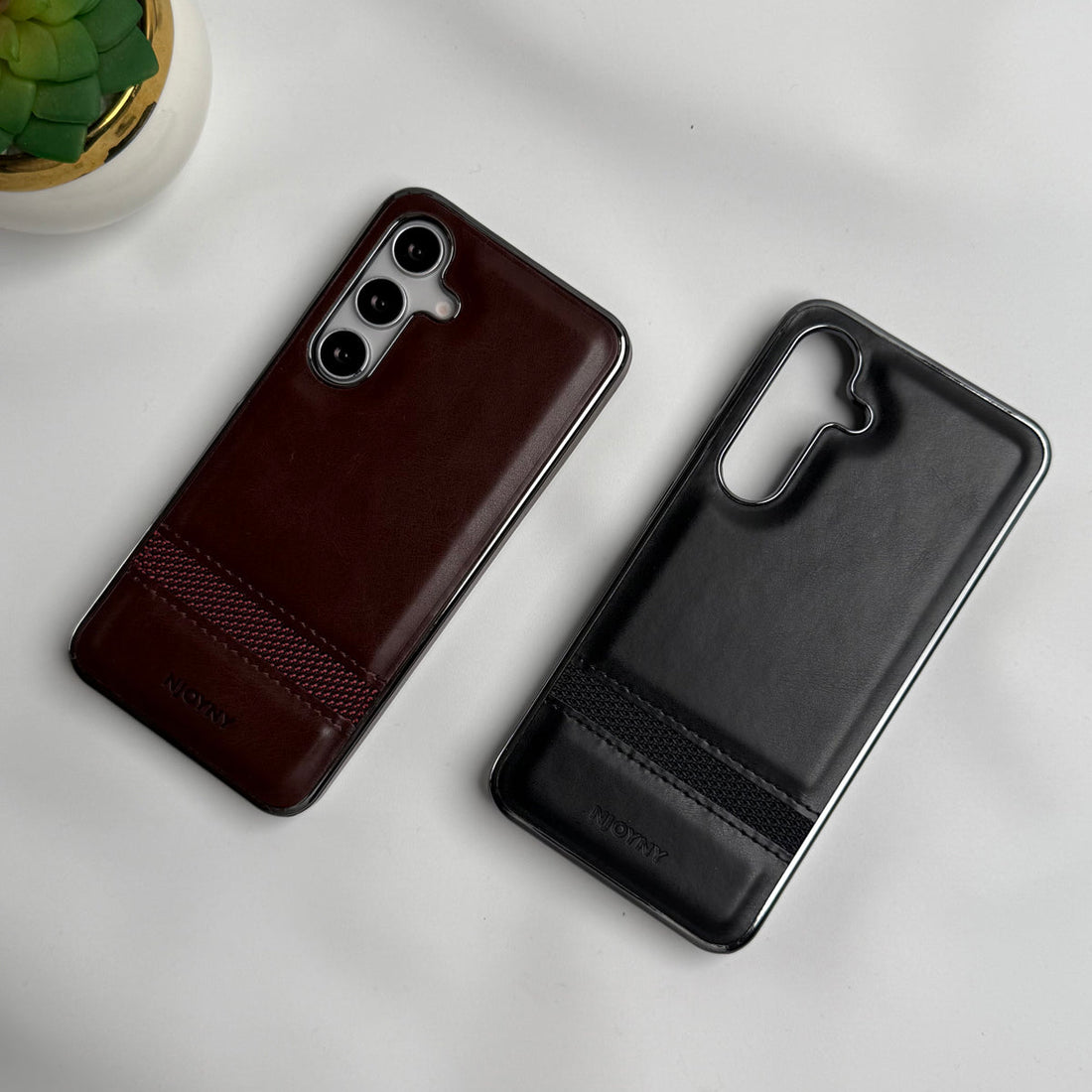 Samsung Galaxy S25 Cloth Stripe PU Leather Side Chrome Case Cover