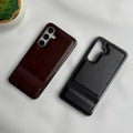 Samsung Galaxy S25 Cloth Stripe PU Leather Side Chrome Case Cover