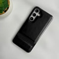 Samsung Galaxy S25 Cloth Stripe PU Leather Side Chrome Case Cover