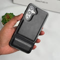Samsung Galaxy S25 Cloth Stripe PU Leather Side Chrome Case Cover