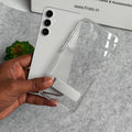 Samsung Galaxy S25 Premium Transparent Bottom Metal Stand Case Cover