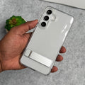 Samsung Galaxy S25 Premium Transparent Bottom Metal Stand Case Cover