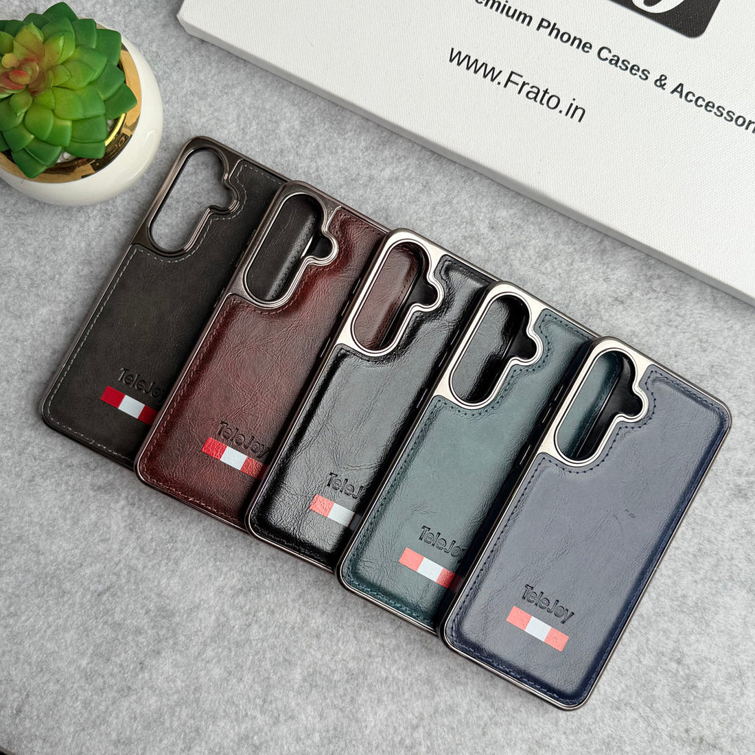 Samsung Galaxy S25 Textured PU Leather Side Chrome Case Cover