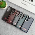 Samsung Galaxy S25 Textured PU Leather Side Chrome Case Cover