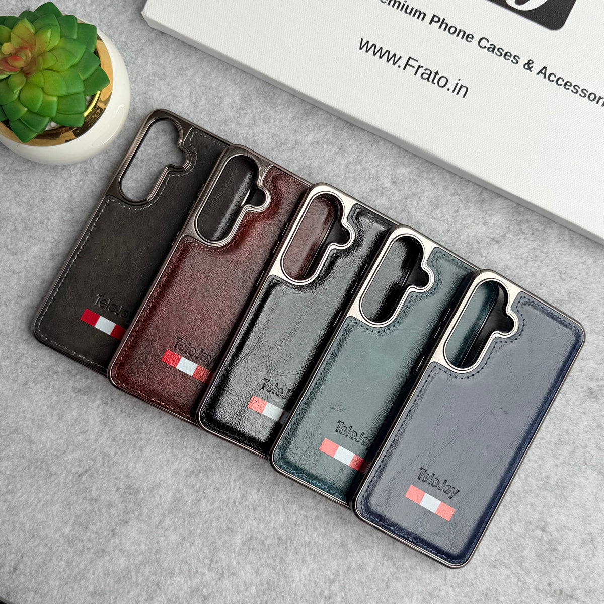 Samsung Galaxy S25 Textured PU Leather Side Chrome Case Cover