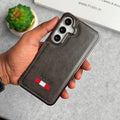 Samsung Galaxy S25 Textured PU Leather Side Chrome Case Cover