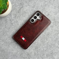 Samsung Galaxy S25 Textured PU Leather Side Chrome Case Cover