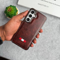 Samsung Galaxy S25 Textured PU Leather Side Chrome Case Cover