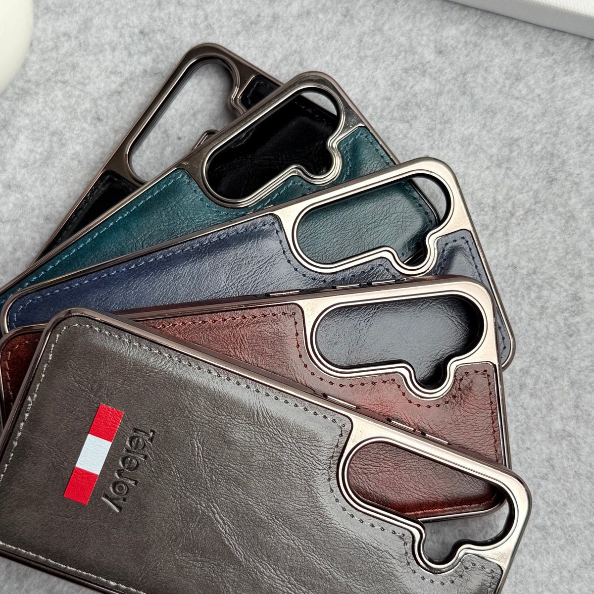 Samsung Galaxy S25 Textured PU Leather Side Chrome Case Cover