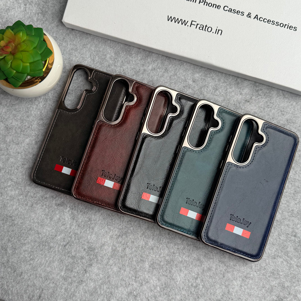 Samsung Galaxy S25 Textured PU Leather Side Chrome Case Cover