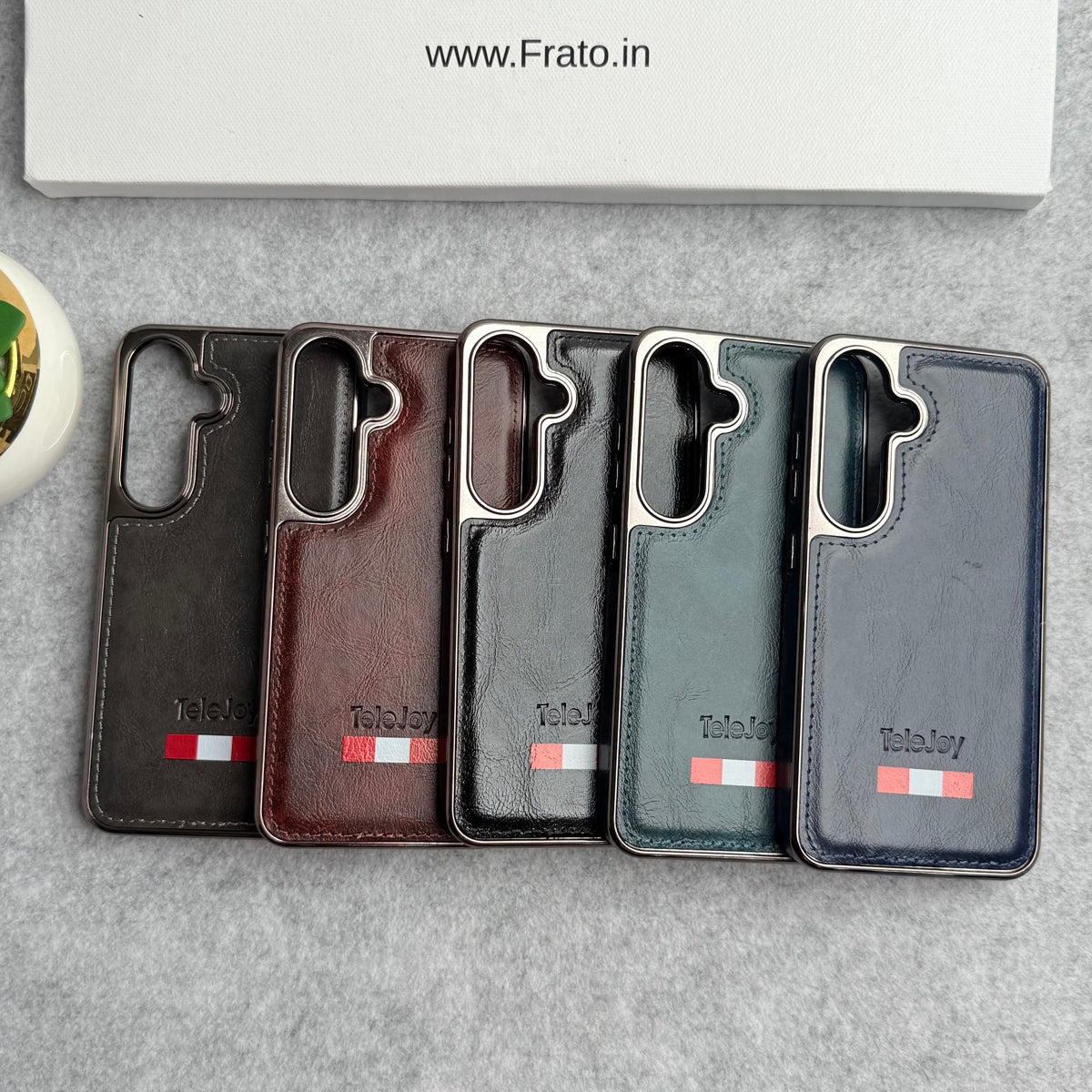 Samsung Galaxy S25 Textured PU Leather Side Chrome Case Cover