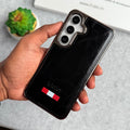 Samsung Galaxy S25 Textured PU Leather Side Chrome Case Cover