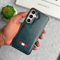 Samsung Galaxy S25 Textured PU Leather Side Chrome Case Cover