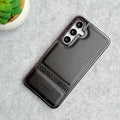 Samsung Galaxy S25 Textured Stripe PU Leather Side Chrome Case Cover