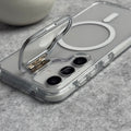 Samsung Galaxy S25 Transparent MagSafe Cover Metal Camera Bump Kick Stand