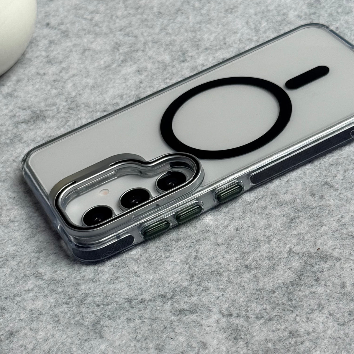 Samsung Galaxy S25 Transparent MagSafe Cover With Metal Camera Bump Kick Stand