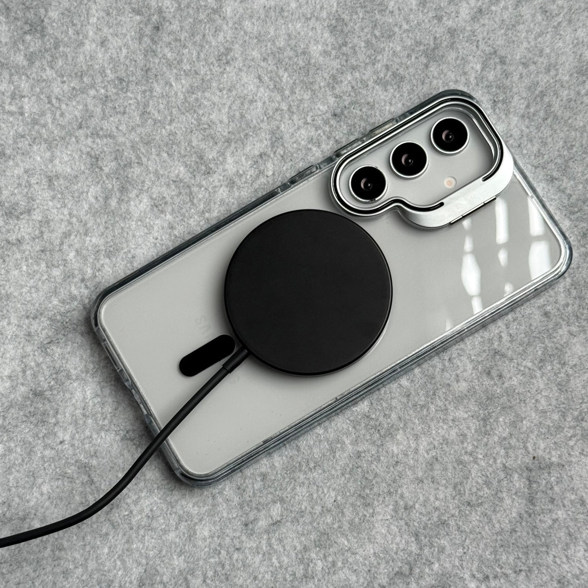 Samsung Galaxy S25 Transparent MagSafe Cover With Metal Camera Bump Kick Stand