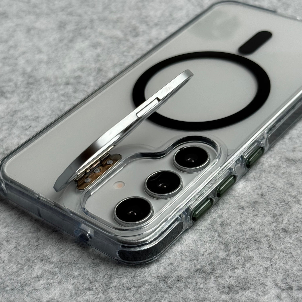 Samsung Galaxy S25 Transparent MagSafe Cover With Metal Camera Bump Kick Stand