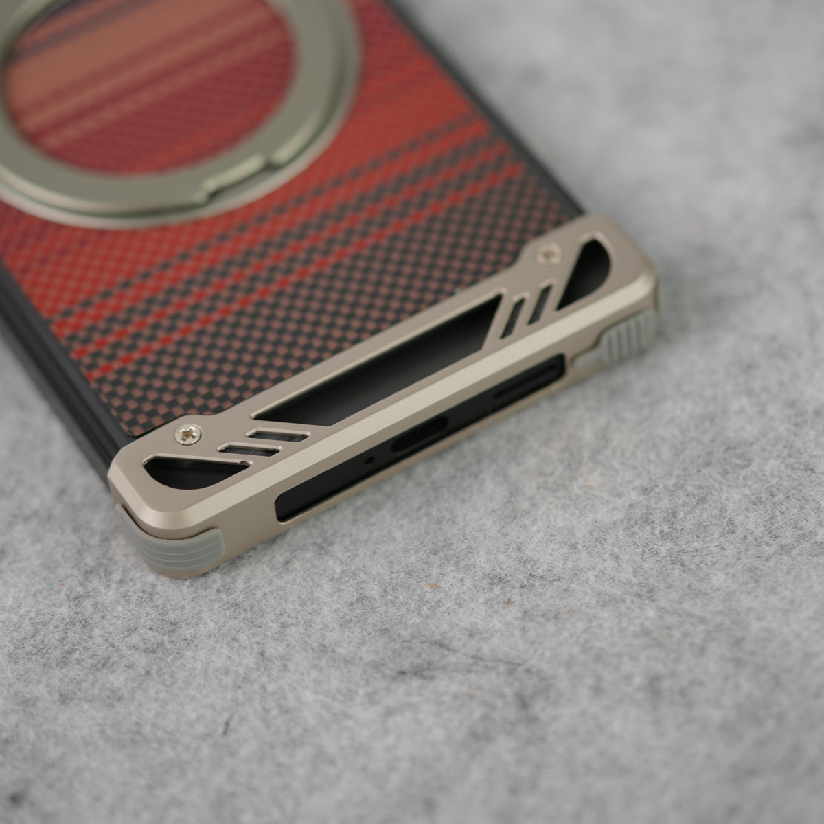 Samsung Galaxy S25 Ultra Aramid Fiber Metal Case With Rotating Stand