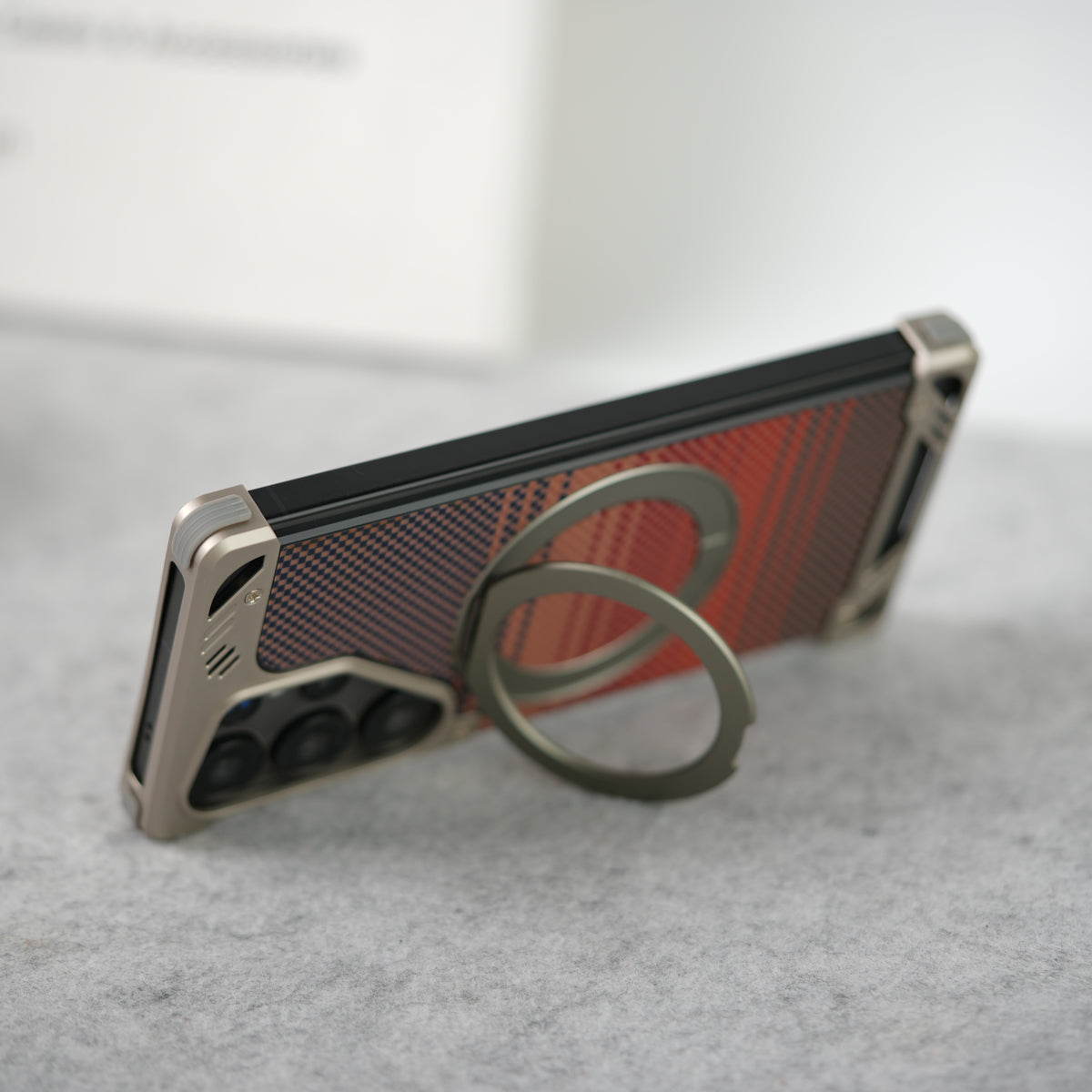 Samsung Galaxy S25 Ultra Aramid Fiber Metal Case With Rotating Stand