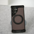 Samsung Galaxy S25 Ultra Aramid Fiber Metal Case With Rotating Stand