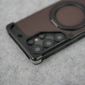 Samsung Galaxy S25 Ultra Aramid Fiber Metal Case With Rotating Stand