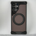 Samsung Galaxy S25 Ultra Aramid Fiber Metal Case With Rotating Stand