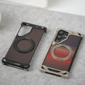 Samsung Galaxy S25 Ultra Aramid Fiber Metal Case With Rotating Stand