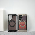 Samsung Galaxy S25 Ultra Aramid Fiber Metal Case With Rotating Stand