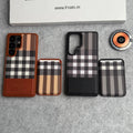 Samsung Galaxy S25 Ultra Checks Leather Case With Detachable Magnetic Magsafe Card Holder Cover