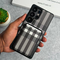Samsung Galaxy S25 Ultra Checks Leather Case With Detachable Magnetic Magsafe Card Holder Cover