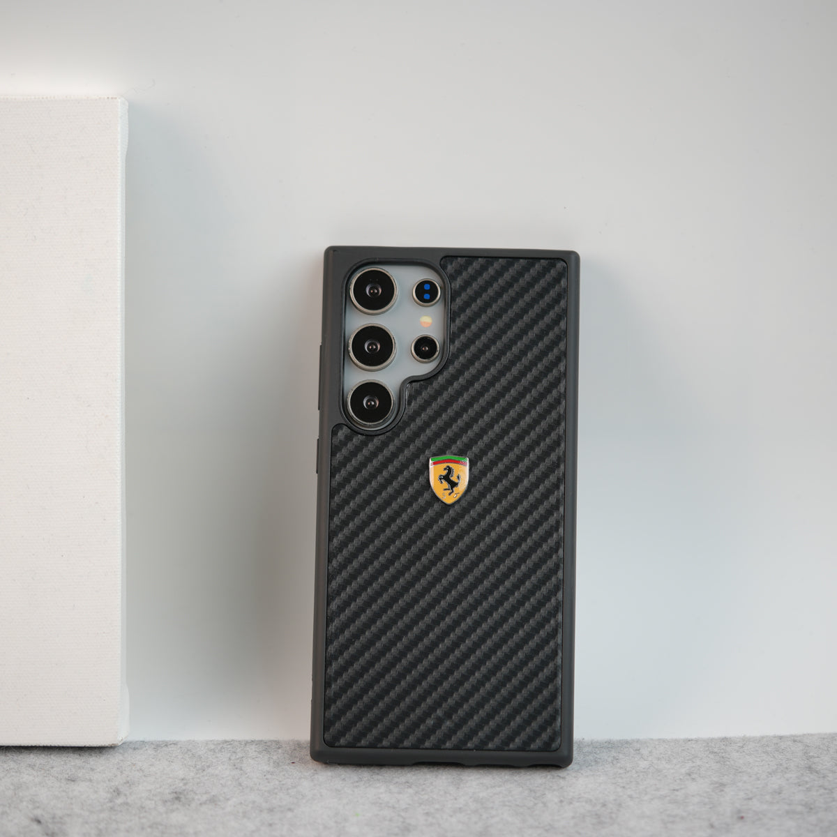 Samsung Galaxy S25 Ultra FR Sports Car Logo Carbon Fiber Texture Case Cover