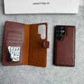 Samsung Galaxy S25 Ultra Leather Flip 2 in 1 Detachable Front and Back Wallet Case Cover