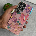 Samsung Galaxy S25 Ultra Luxury 3D Oil Painting Floral Design Glitter Lens Protection Cover