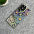 Samsung Galaxy S25 Ultra Luxury 3D Oil Painting Floral Design Glitter Lens Protection Cover