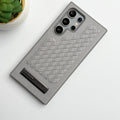 Samsung Galaxy Ultra Series Weave Leather with Metal Kickstand Slim Back Cover