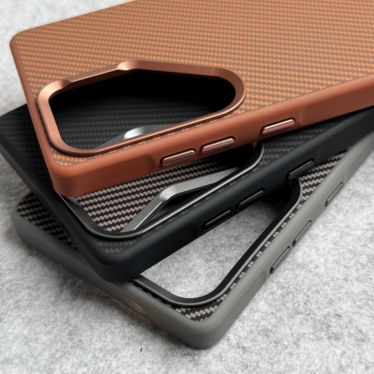 Samsung Galaxy S Series Metal Camera Ring Carbon Fiber Design MagSafe Cover
