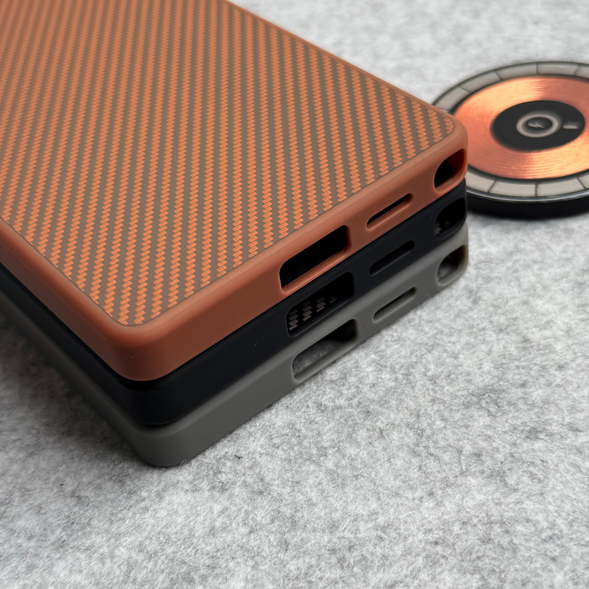 Samsung Galaxy S Series Metal Camera Ring Carbon Fiber Design MagSafe Cover