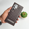 Samsung Galaxy Ultra Series Weave Leather with Metal Kickstand Slim Back Cover