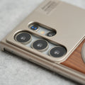 Samsung Galaxy Ultra series Metallic Wood Leather AeroFLex Aluminium  Case With Rotating Stand