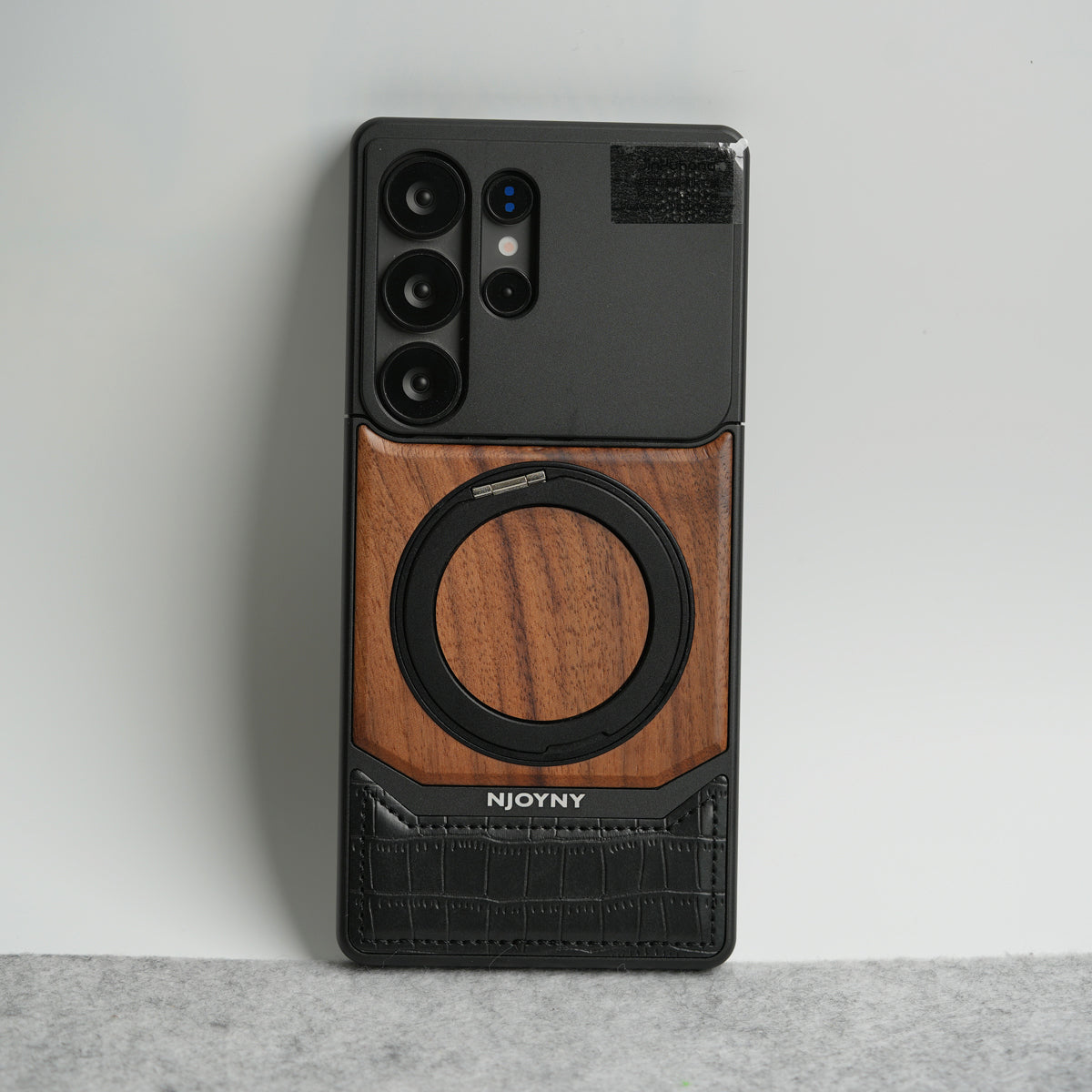 Samsung Galaxy Ultra series Metallic Wood Leather AeroFLex Aluminium  Case With Rotating Stand