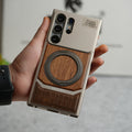 Samsung Galaxy Ultra series Metallic Wood Leather AeroFLex Aluminium  Case With Rotating Stand