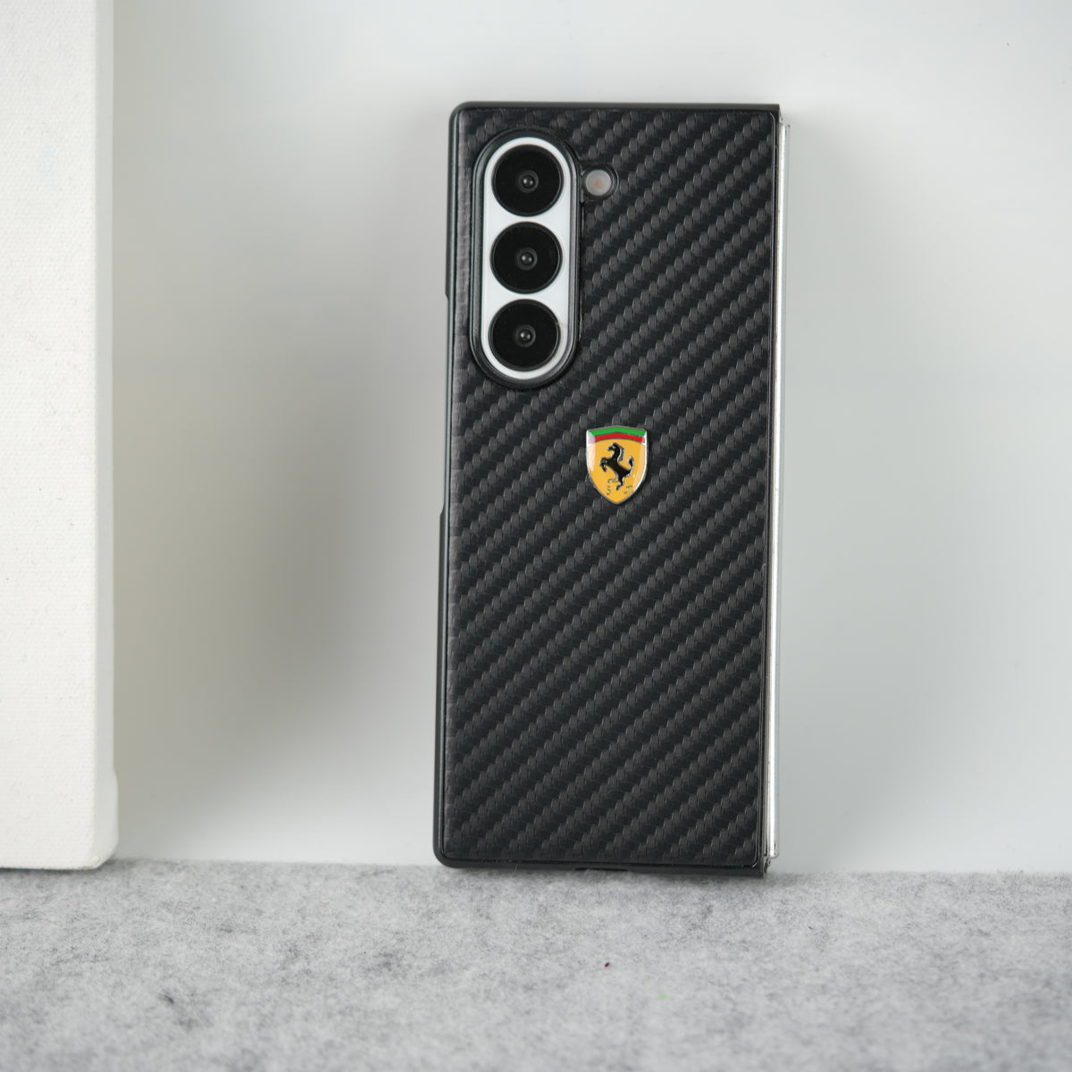 Samsung Galaxy Z Fold 5 FR Sports Car Logo Carbon Fiber Texture Case Cover