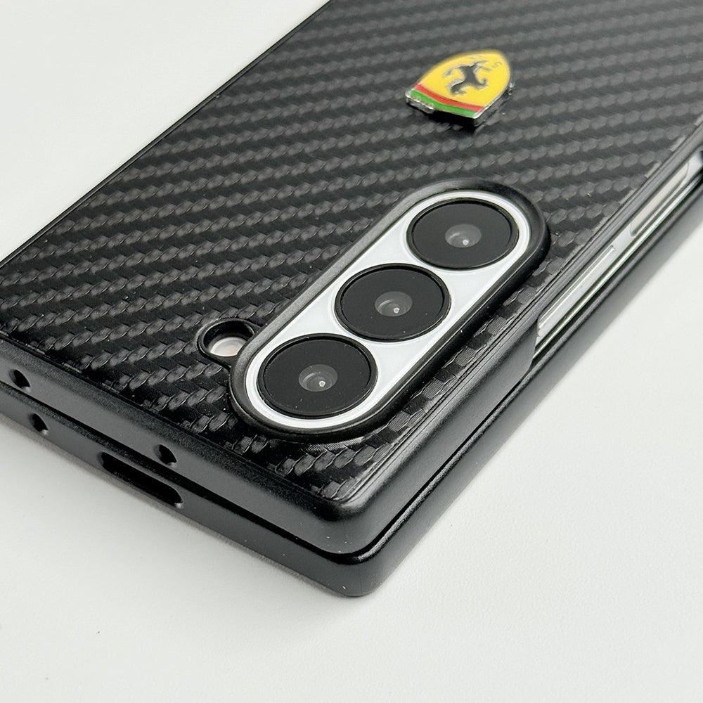 Samsung Galaxy Z Fold 5 FR Sports Car Logo Carbon Fiber Texture Case Cover