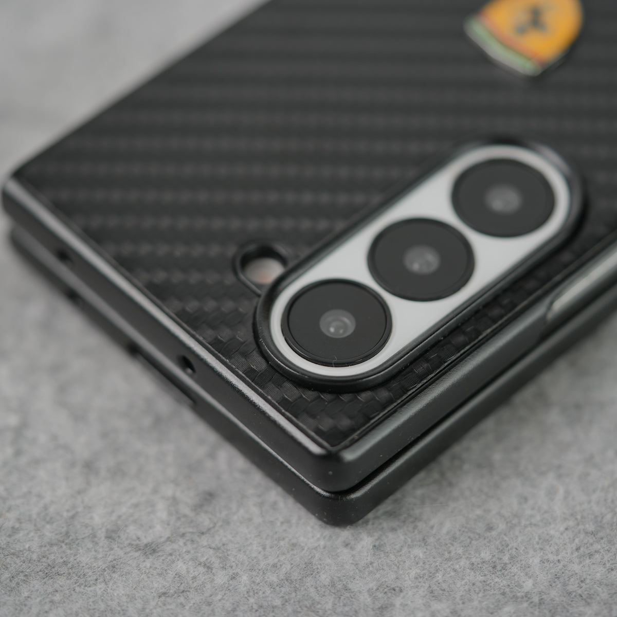 Samsung Galaxy Z Fold 5 FR Sports Car Logo Carbon Fiber Texture Case Cover