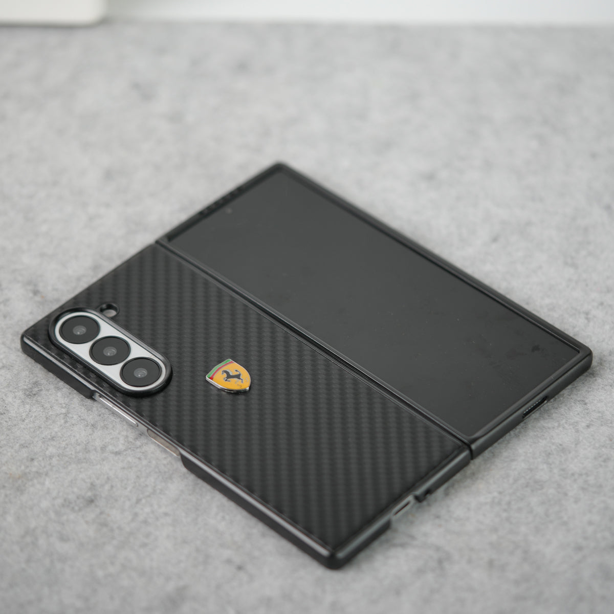 Samsung Galaxy Z Fold 5 FR Sports Car Logo Carbon Fiber Texture Case Cover