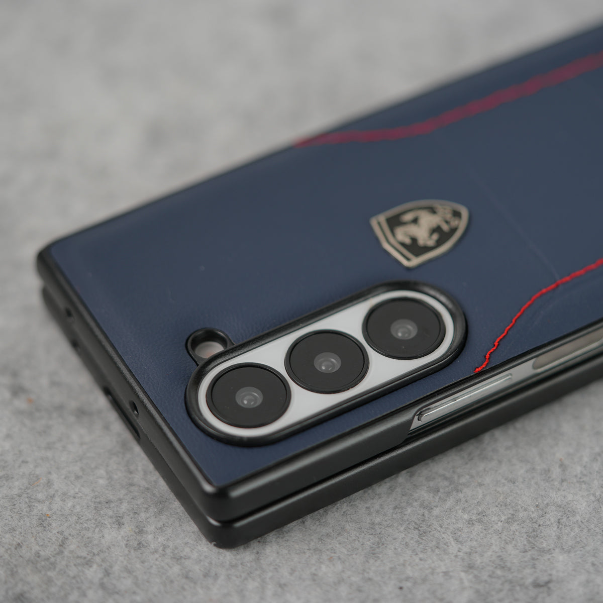 Samsung Galaxy Z Fold 5 FR Stitched PU Leather Case Cover (Blue)