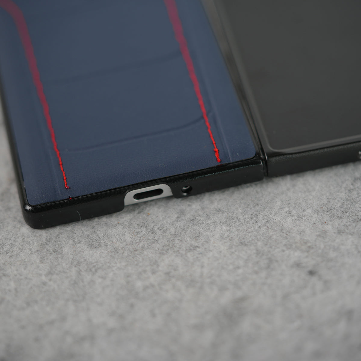 Samsung Galaxy Z Fold 5 FR Stitched PU Leather Case Cover (Blue)